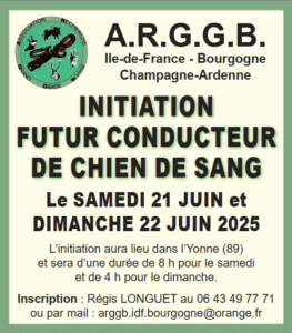 Affiche annonçant une initiation à la recherche du grand gibier blessé par l'ARGGB