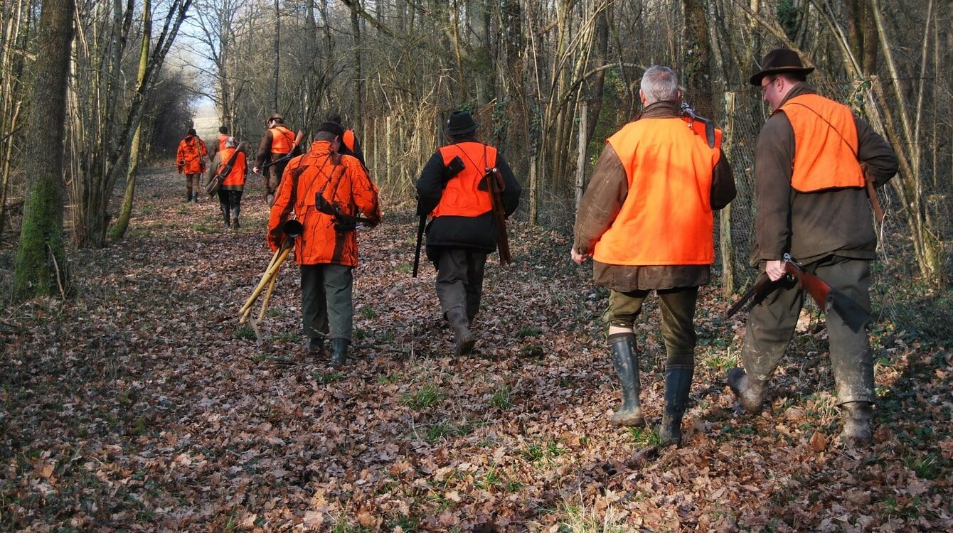 Chasseur traversant un chemin