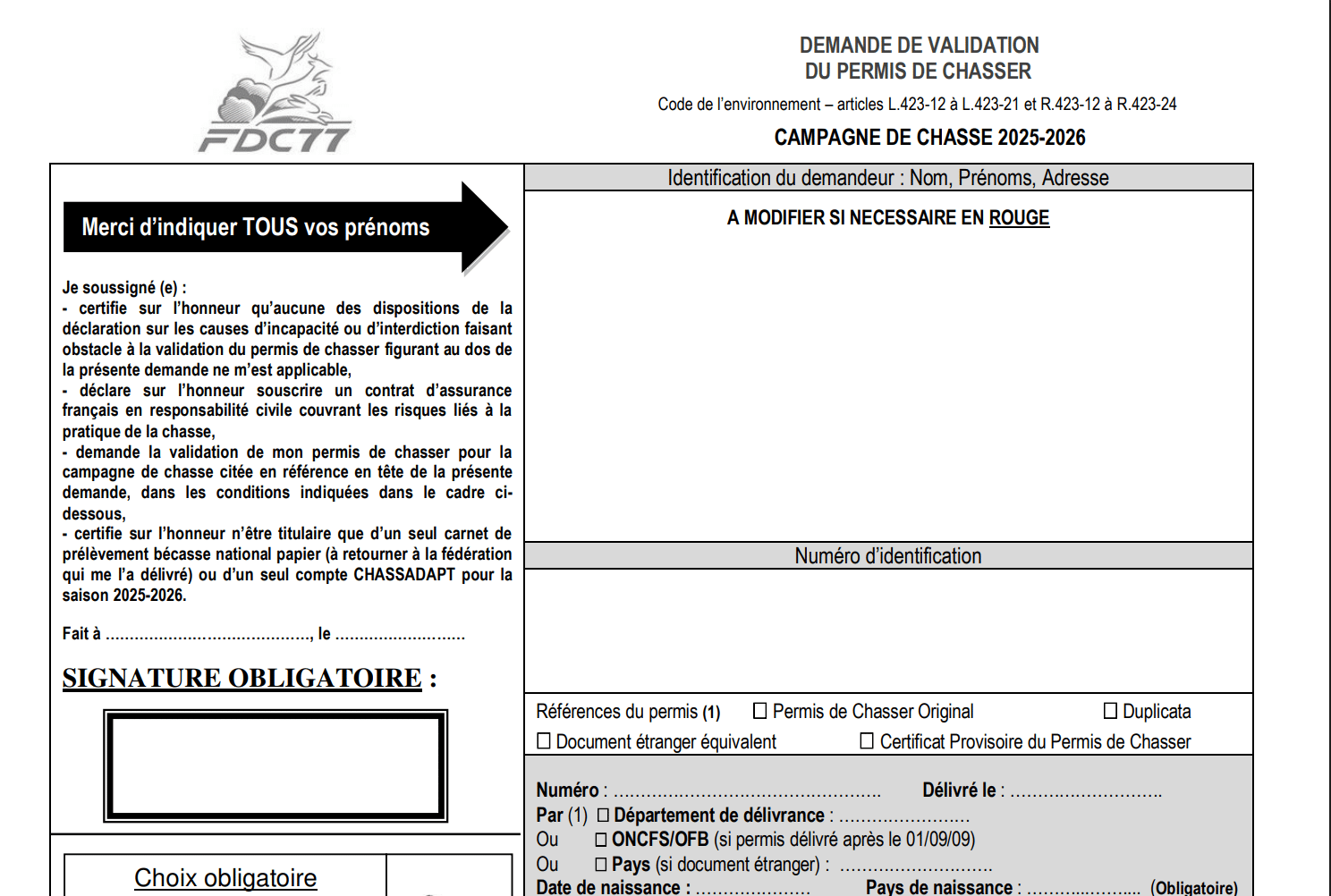 Valider Son Permis De Chasser FDC 77 valider-son-permis-de-chasser-fdc-77