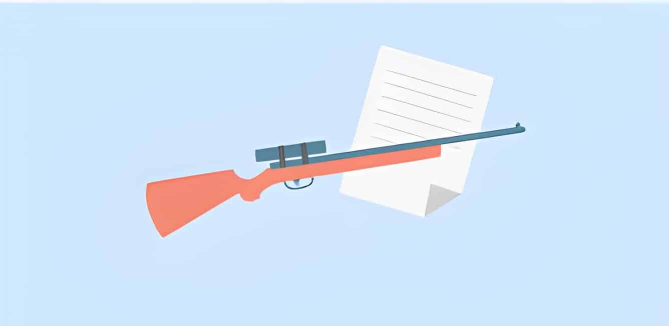 Fusil devant du texte