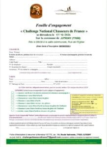 Fiche inscription au Challenge des chasseurs de France de Seine-et-Marne